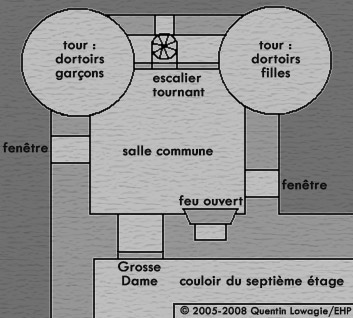 Carte de la Tour Gryffondor, dans les films © 2005-2008 Quentin Lowagie/EHP