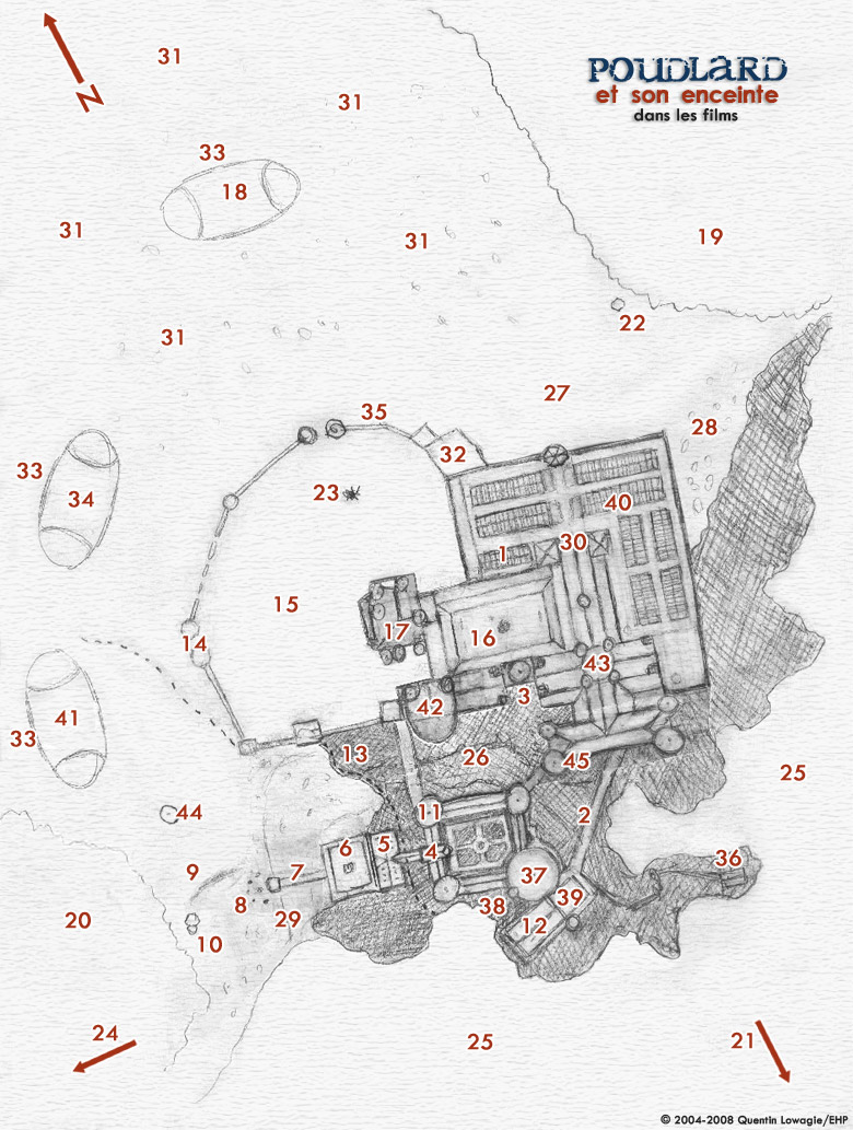 Carte de Poudlard et son enceinte dans le films