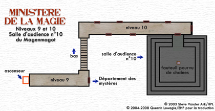 Carte du Niveau 9-10 du ministère de la Magie : salles d'audience du Magenmagot