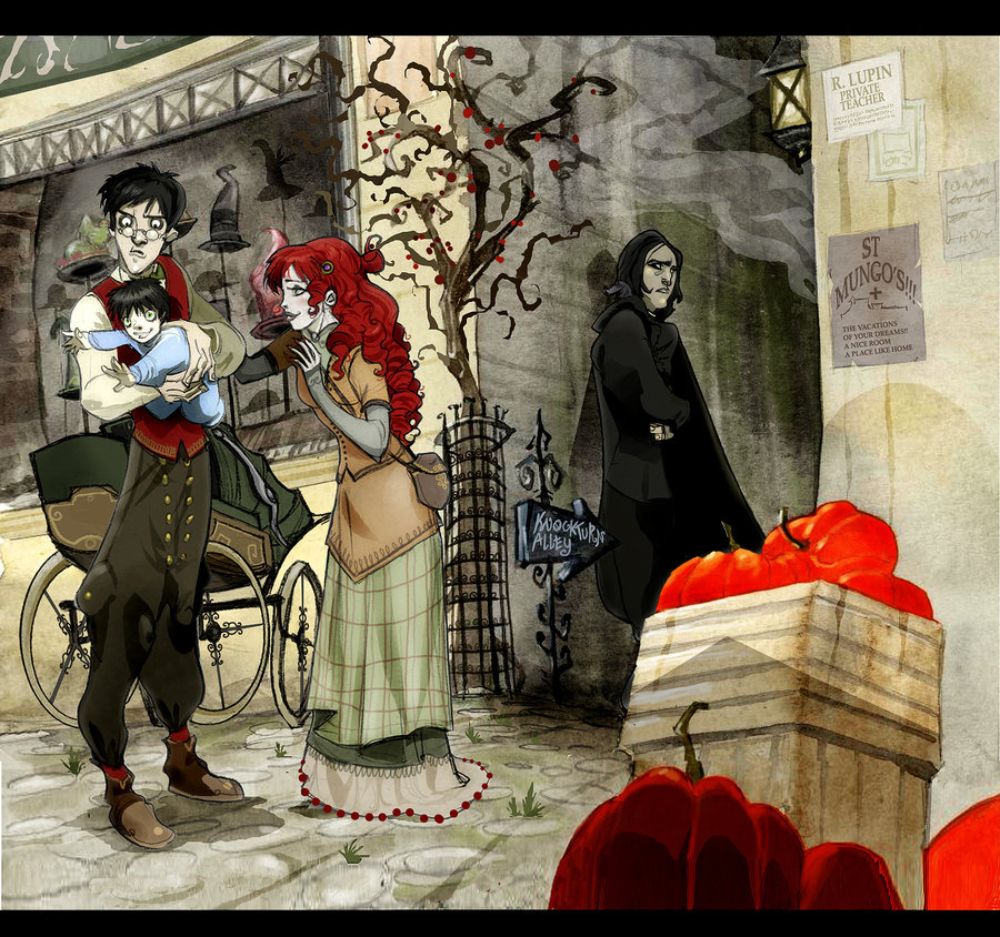 James, Lily, Harry et Rogue sur le Chemin de Traverse