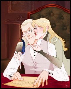 Lucius et Narcissa Malefoy dans leur manoir