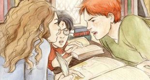 Ron et Hermione se disputant à la bibliothèque