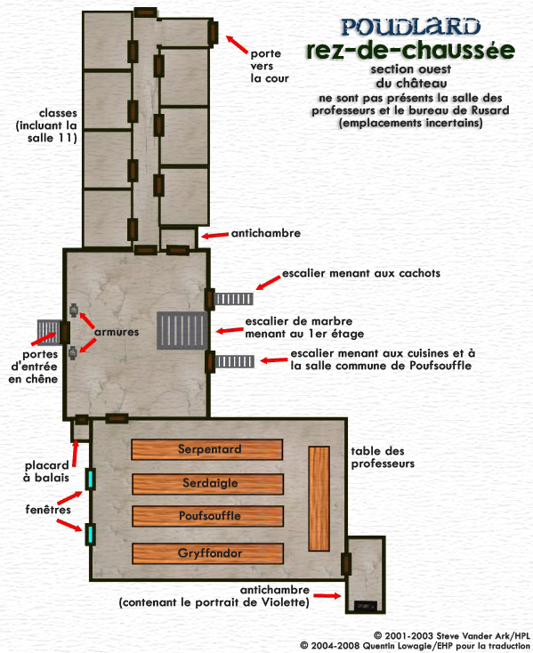 Carte du rez-de-chaussée de Poudlard 